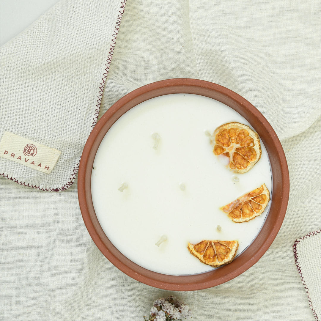 Pravaah Narangi XL Candle | Tropical Citrus Summer | Soy Wax