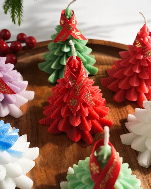 Ecokari Holiday Pine Tree Soy Handmade Candle - Colorful (3 Inch)