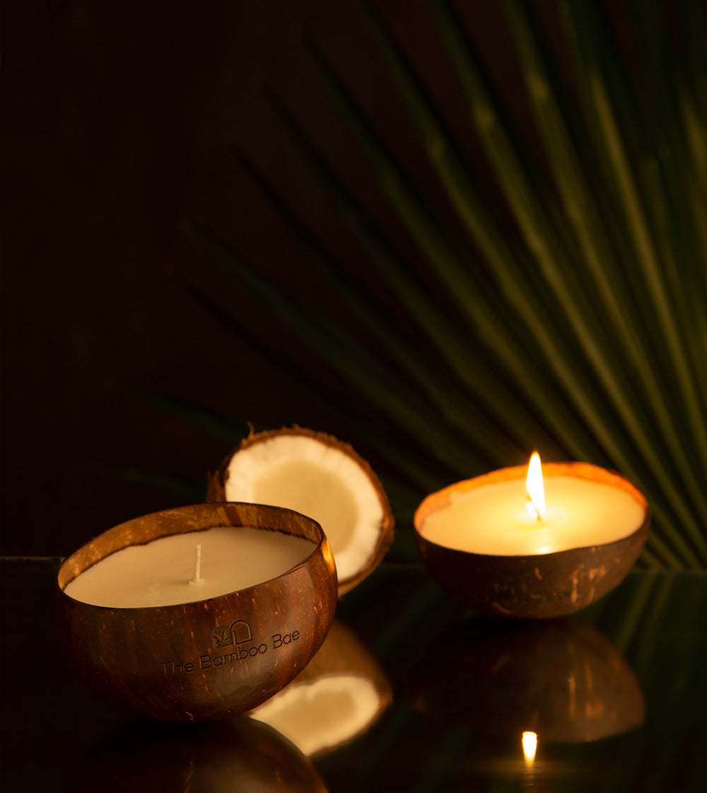 Soy Wax Candle in Coconut Shell - Handcrafted and Smoke Free