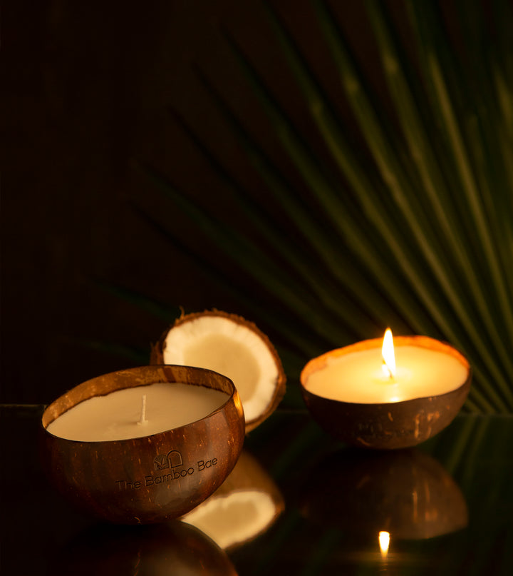 Soy Wax Candle in Coconut Shell - Handcrafted and Smoke Free