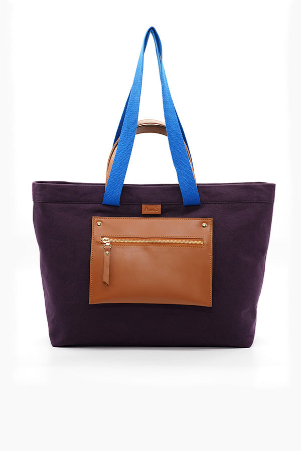 Canvas shopper with contrast handles