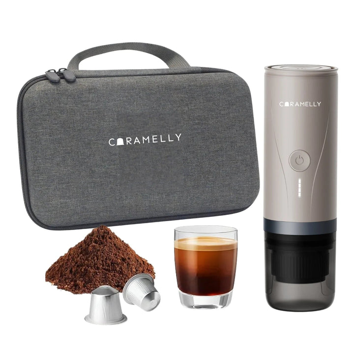 Caramelly Fikapresso PRO Portable Nespresso® Pods Compatible Espresso Maker (Self - Heating) with Case + Free Discovery Pack - Suspire