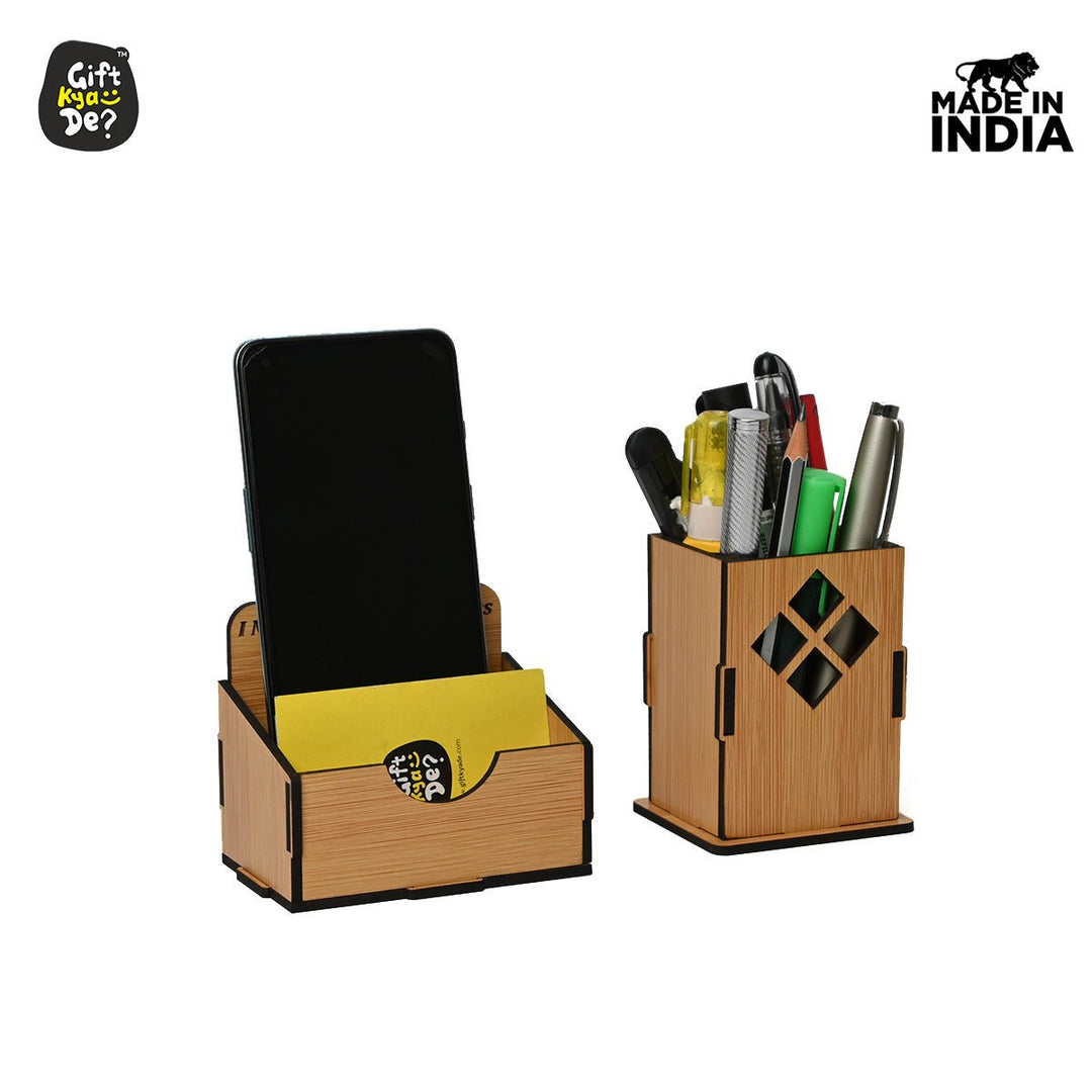 Gift Kya De 3 in 1 Mobile Stand, Pen Stand and Card Holder | Desk Accessories | Corporate Gifts