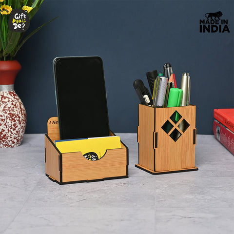 Gift Kya De 3 in 1 Mobile Stand, Pen Stand and Card Holder | Desk Accessories | Corporate Gifts