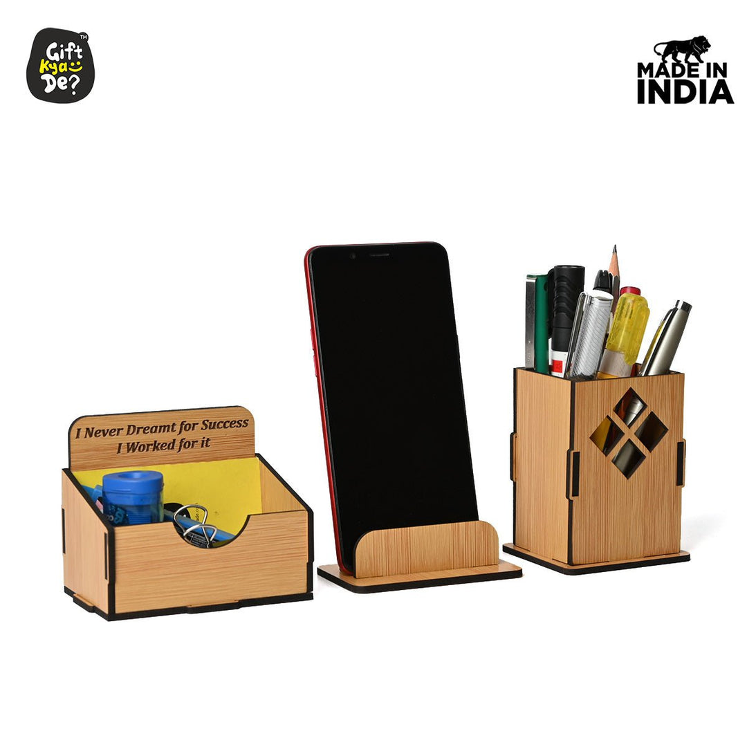 Gift Kya De 3 in 1 Mobile Stand, Pen Stand and Card Holder | Desk Accessories | Corporate Gifts