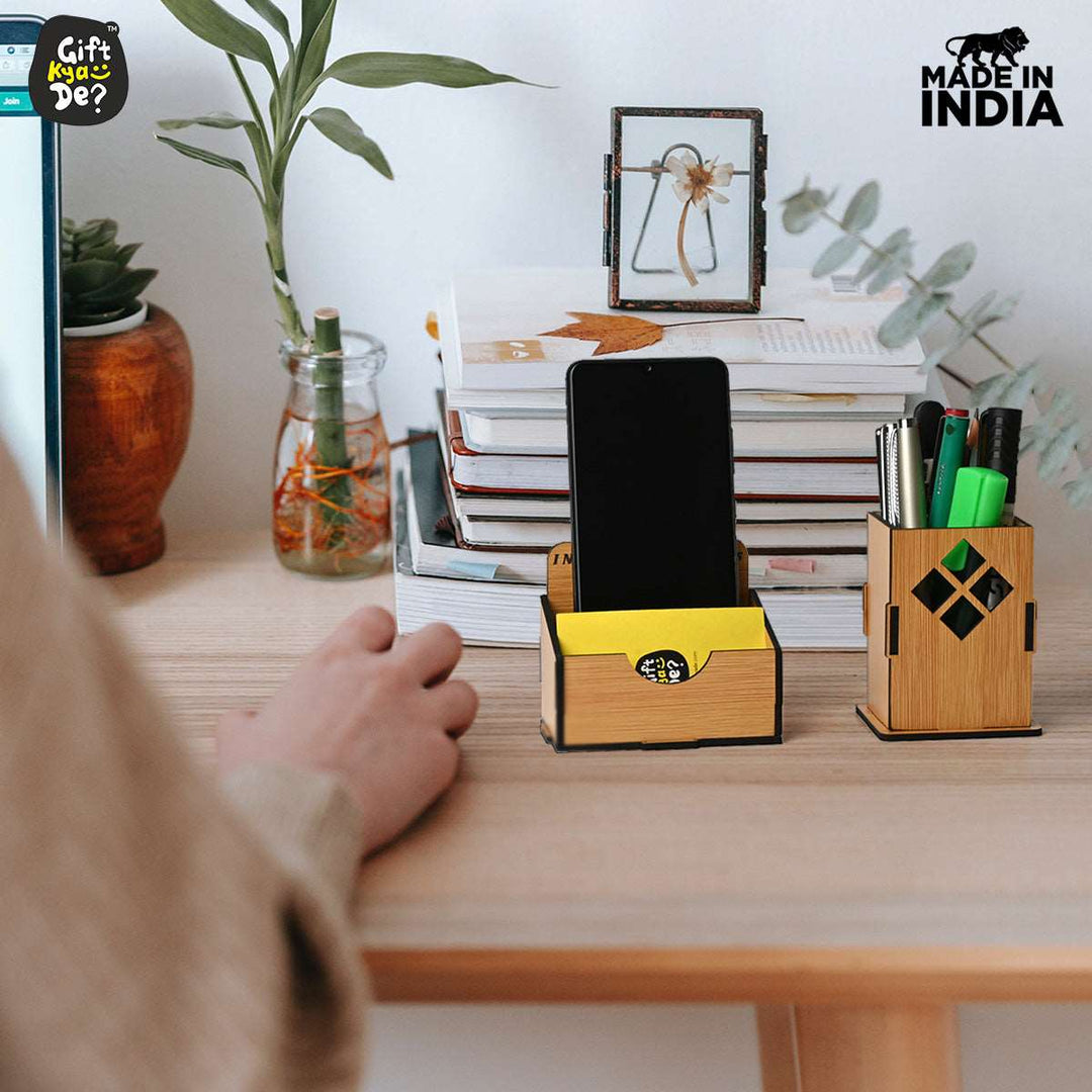 Gift Kya De 3 in 1 Mobile Stand, Pen Stand and Card Holder | Desk Accessories | Corporate Gifts