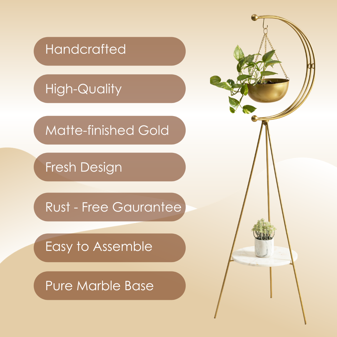 Muun Home tripod planter - Gold and White Marble