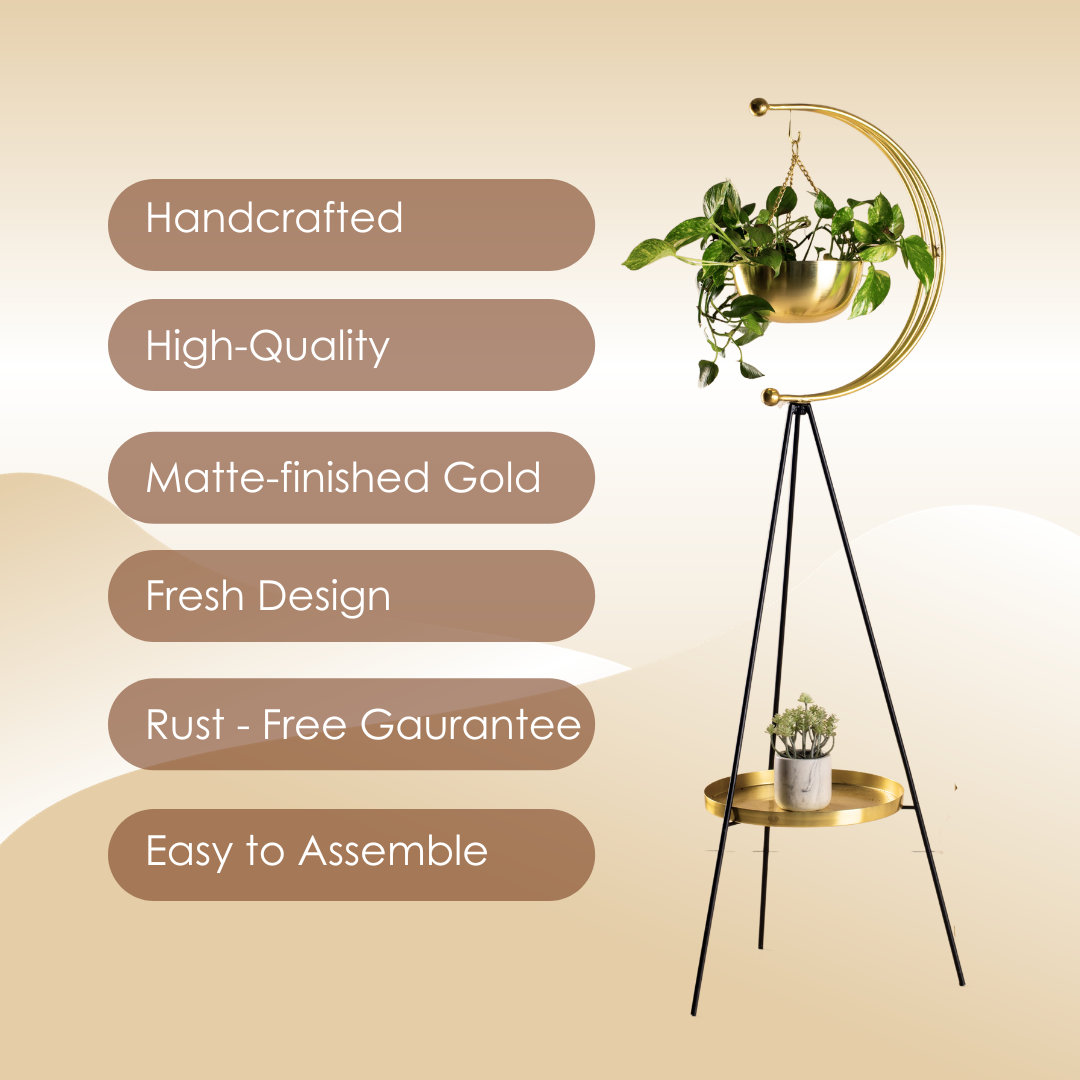 Muun Home tripod planter - Black and Gold