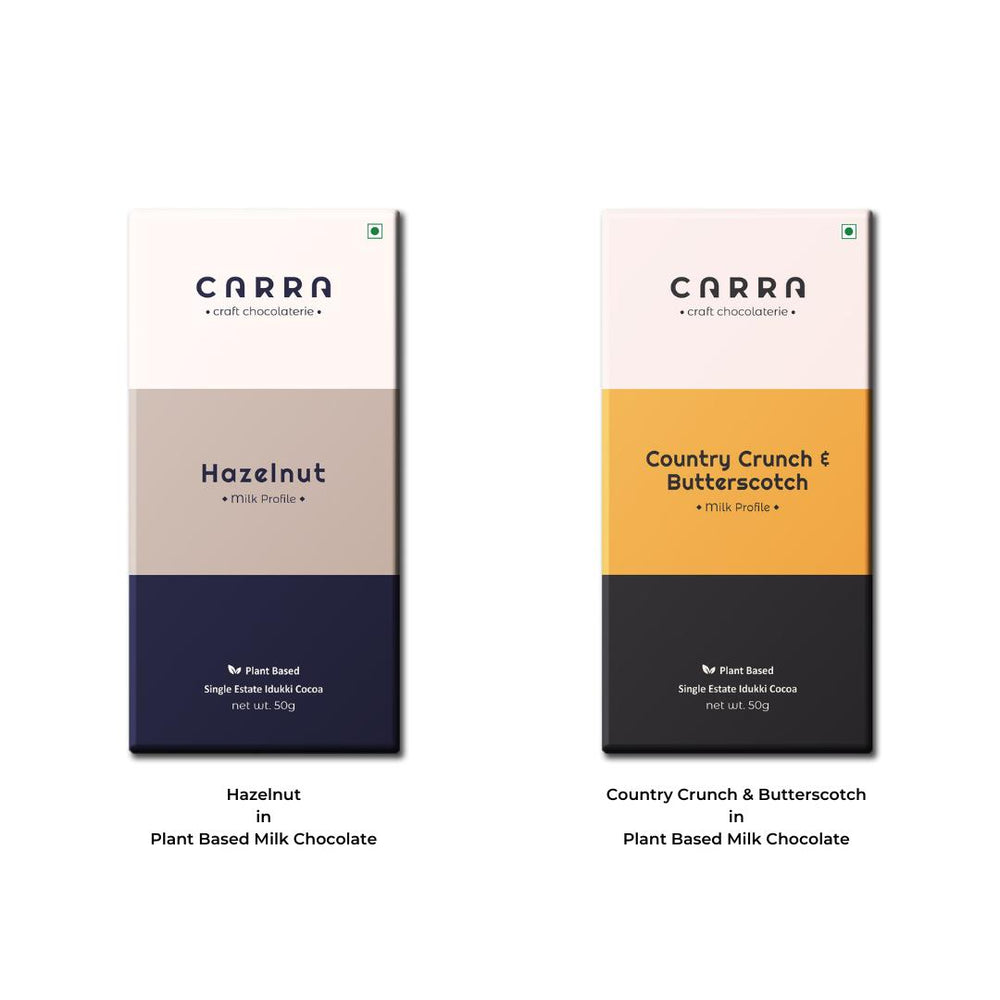 CARRA Hazelnut and Country Crunch & Butterscotch Chocolate Bars - Pack of 2