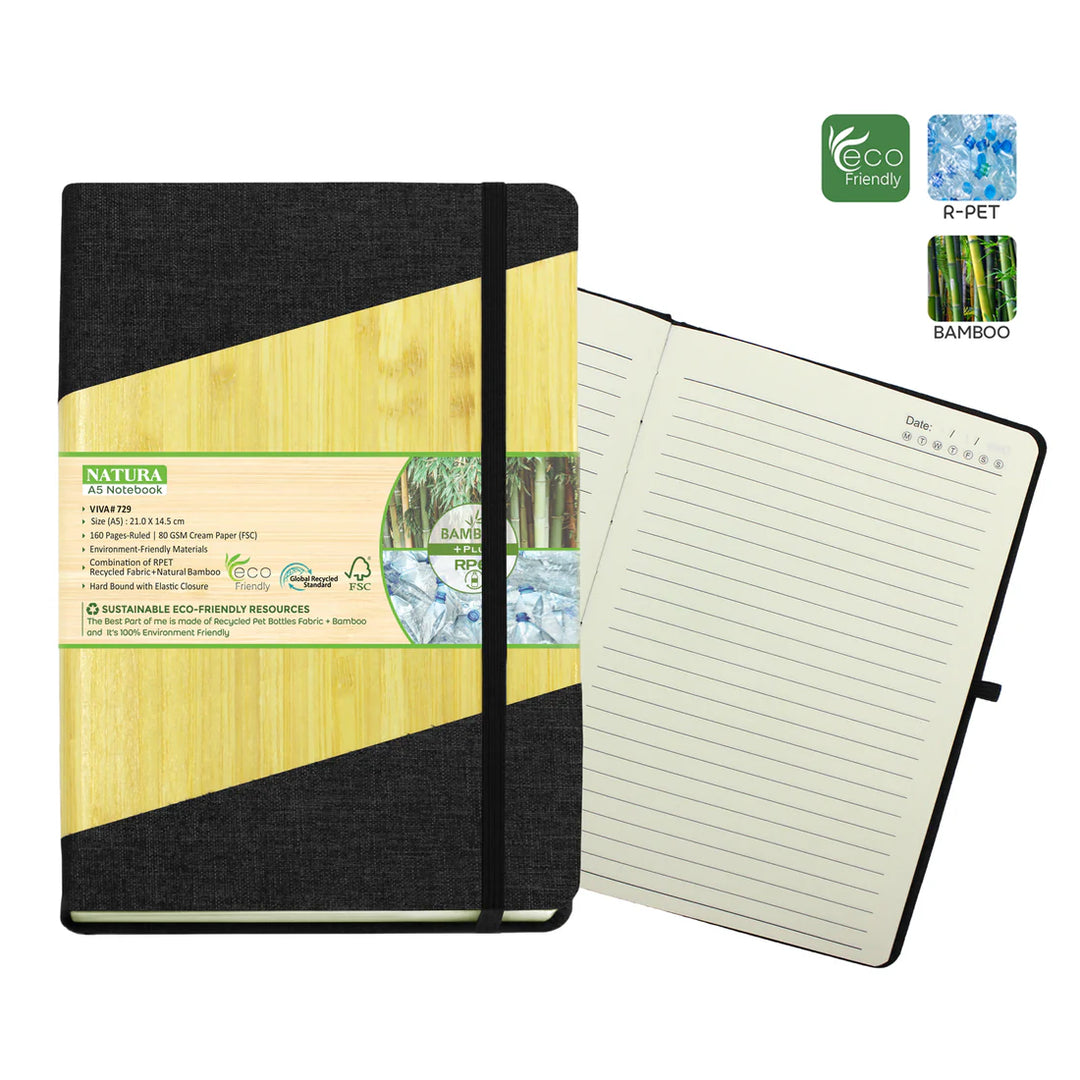 Viva Global NATURA R-Pet Natural Bamboo Material Notebook
