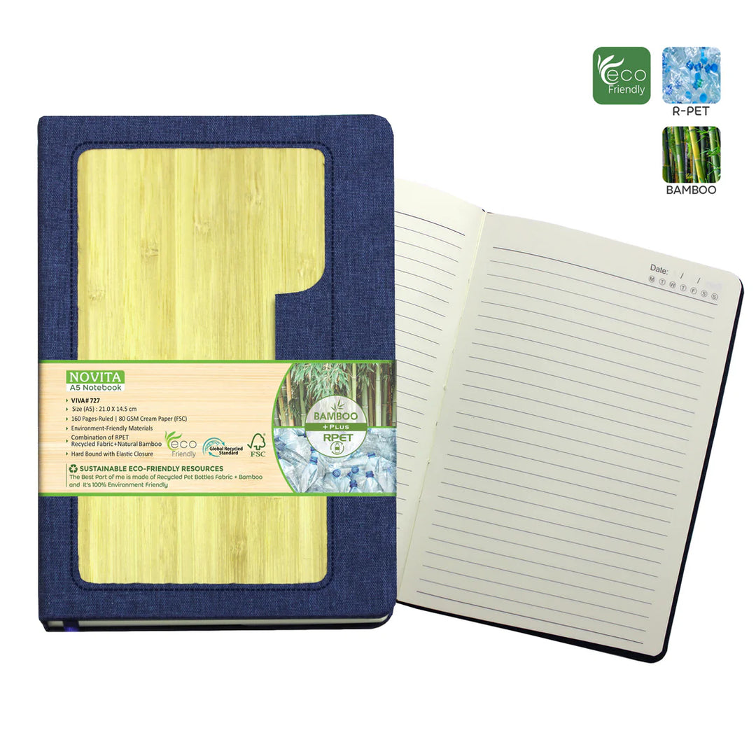 Viva Global NOVITA R-Pet Natural Bamboo Material Notebook