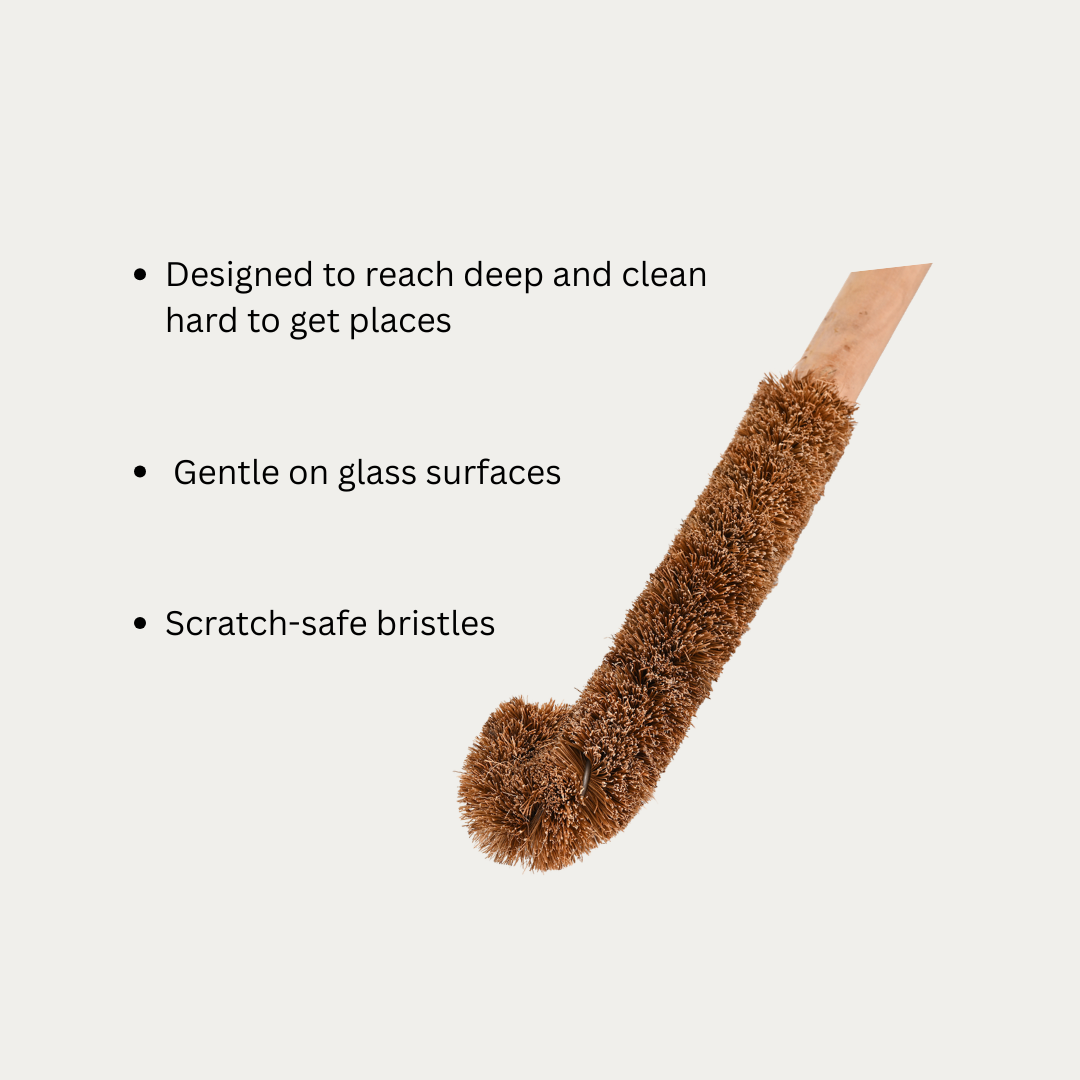 OIKO Coir Water Bottle Cleaner with Wooden Handle