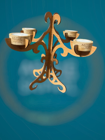 Aegle Sriphal Bamboo Aaradhya Tealight Stand | 4 Diya Candles