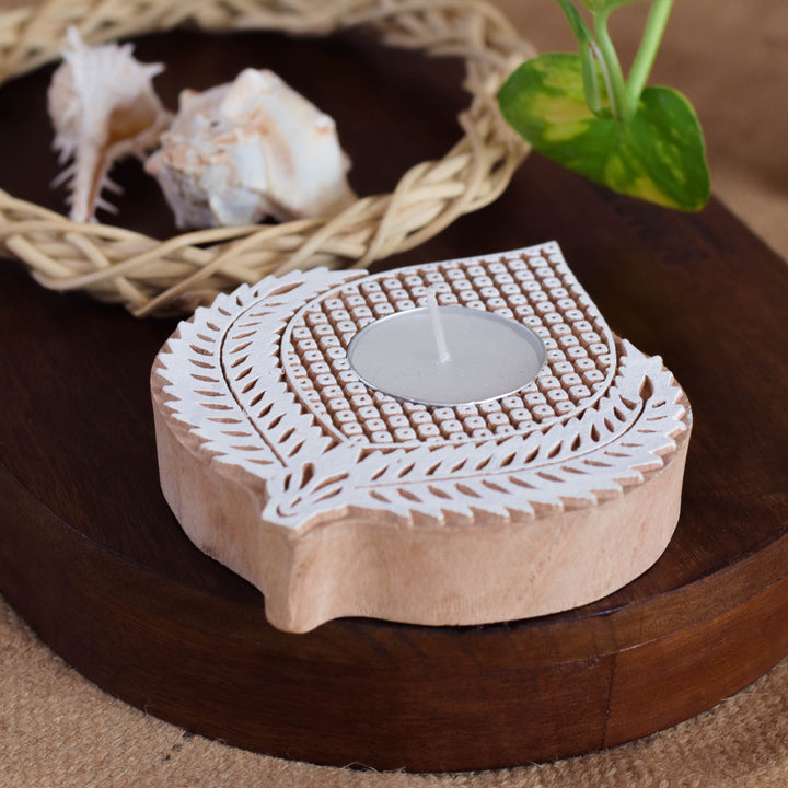 Scrapshala Kali tea light holder | set of 2 candle holder | natural wood | handcrafted | reusable | made in India