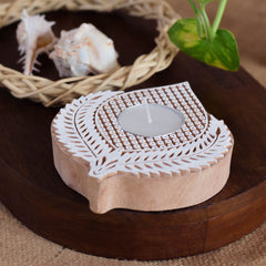 Scrapshala Kali tea light holder | set of 2 candle holder | natural wood | handcrafted | reusable | made in India
