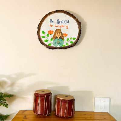 Grateful wooden log plate | live edge wood | hand-painted | stain-proof | upcycled  | Scrapshala
