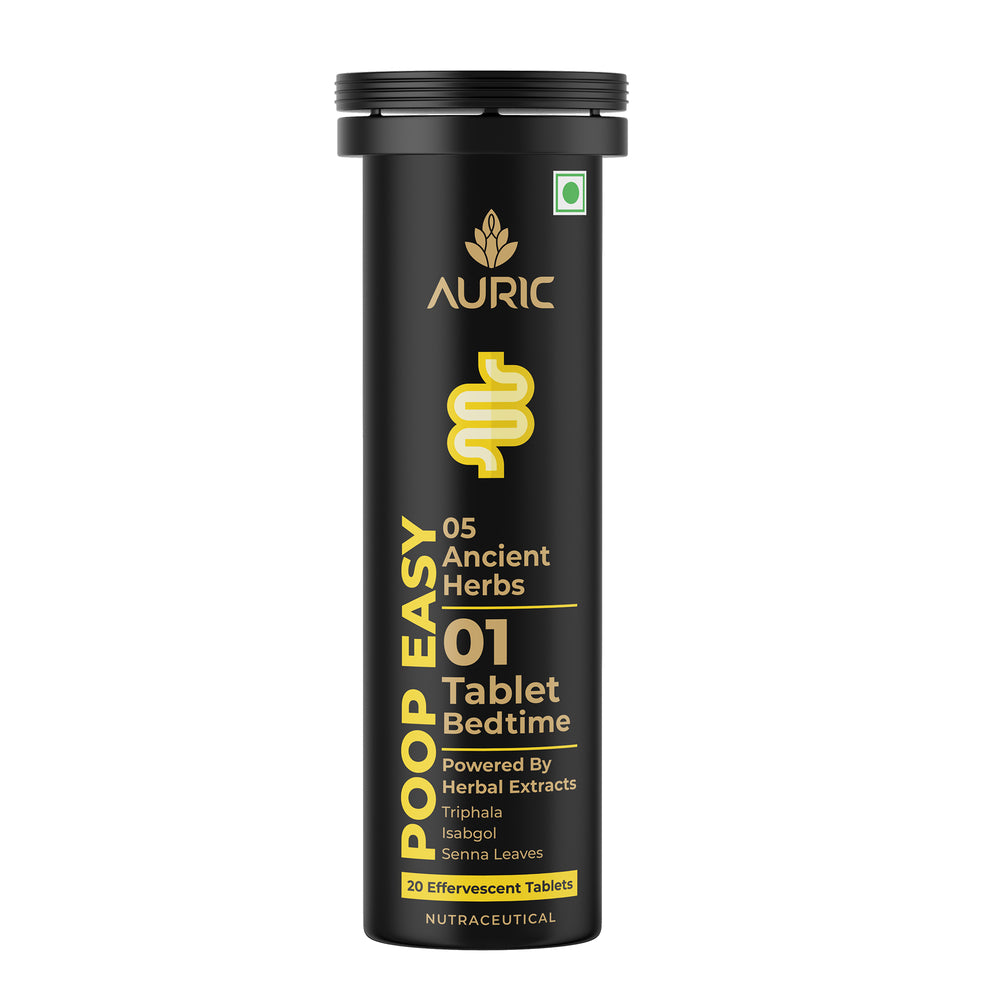 Auric Poop Easy Effervescent Tablet Promoted Healthy Gut, Relieve Constipation, Cleanses Colon | An Ayurvedic Pure Natural Laxative | Flush 365