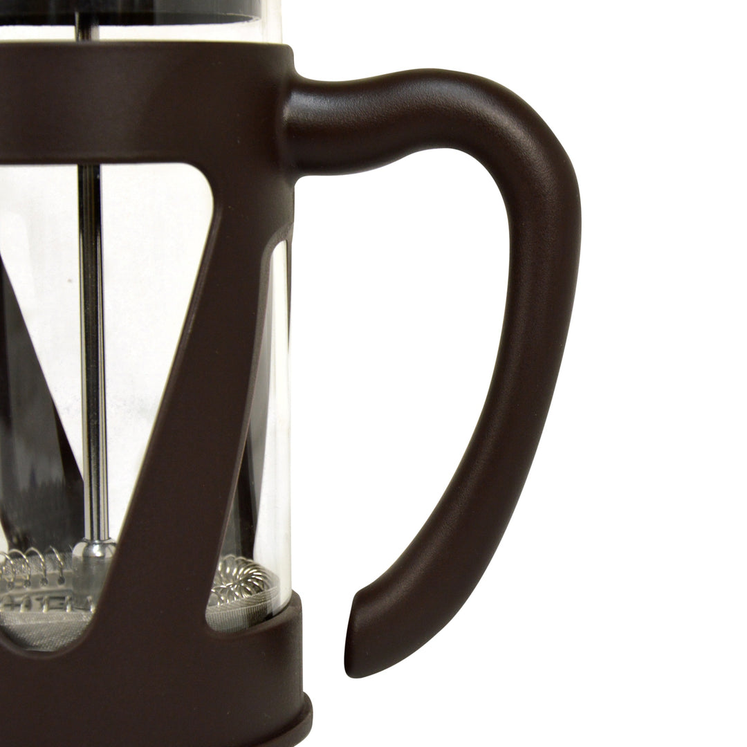 The Bean Co Roasters French Press Coffee Maker - 350 ml | Heat Resistant Borosilicate Glass | Stainless Steel Plunger with Reusable Mesh Filter | Dark Brown