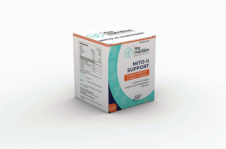 FM Nutrition Mito-II Support I Enhance Energy I Mitochondrial Augmentation I Cellular Health | Muscle Strength | Heart Health I Cognitive Function I Vegan I 10 Sachets