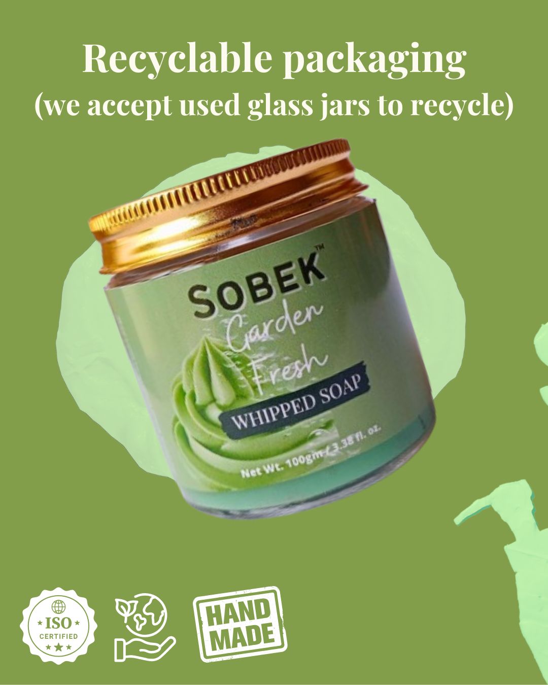 Sobek Naturals Green Garden Fresh Whipped Cream Soap and Body Wash 100 gm