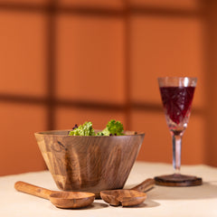 Ireka Homes Handcrafted Prithvi Serving Bowls - Multipurpose Acacia Wood Bowls - Durable Bowls for Serving Food, Snacks, and Desserts (8 inches)