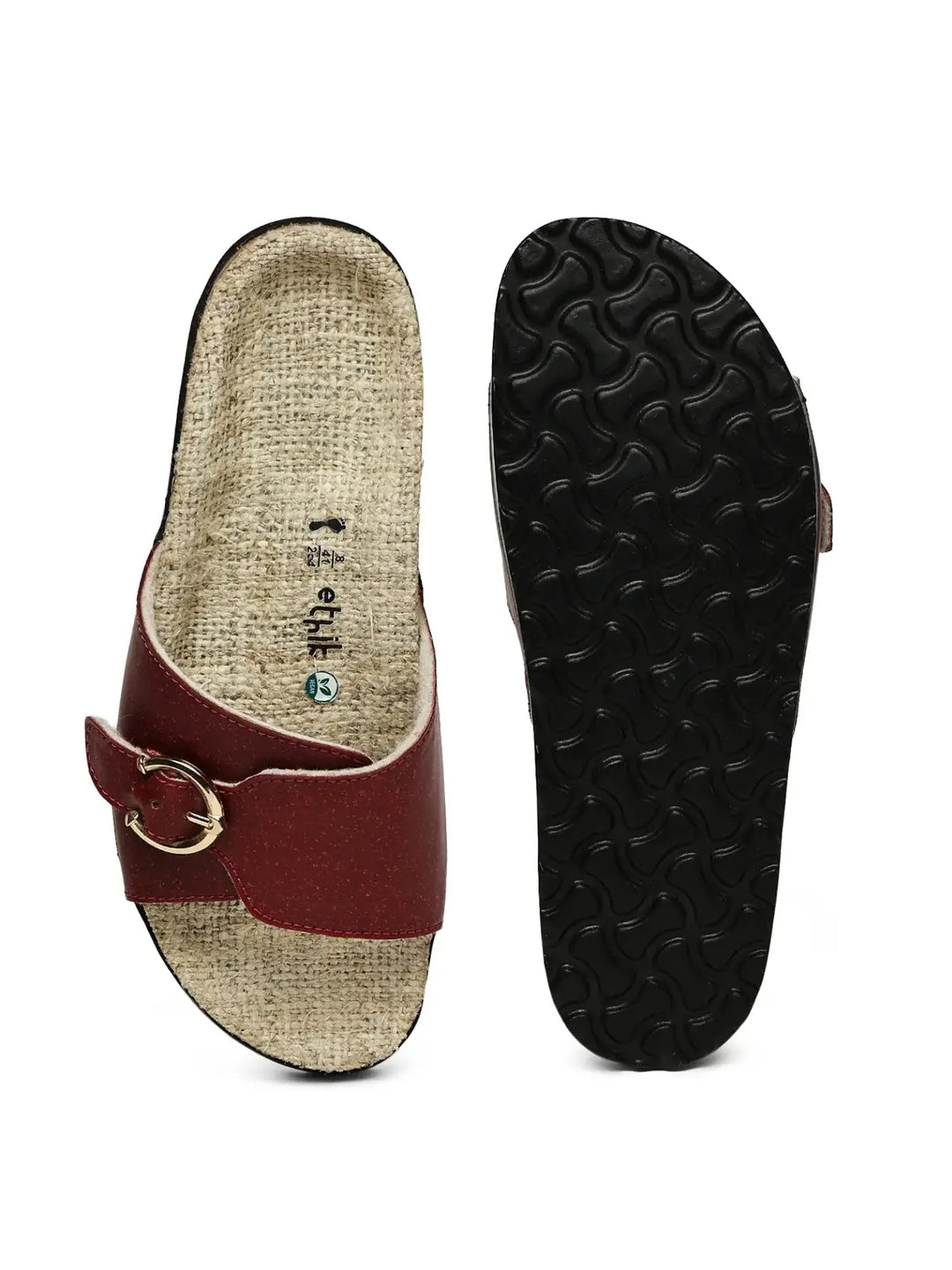 Flora Willow Burgundy Double Strap Buckle Sandals