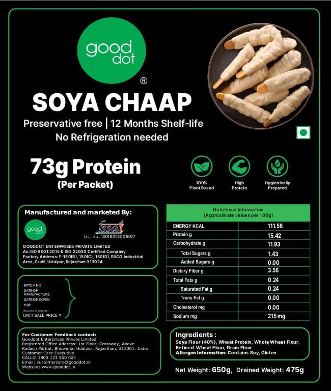 GoodDot Soya Chaap | 650 g Each