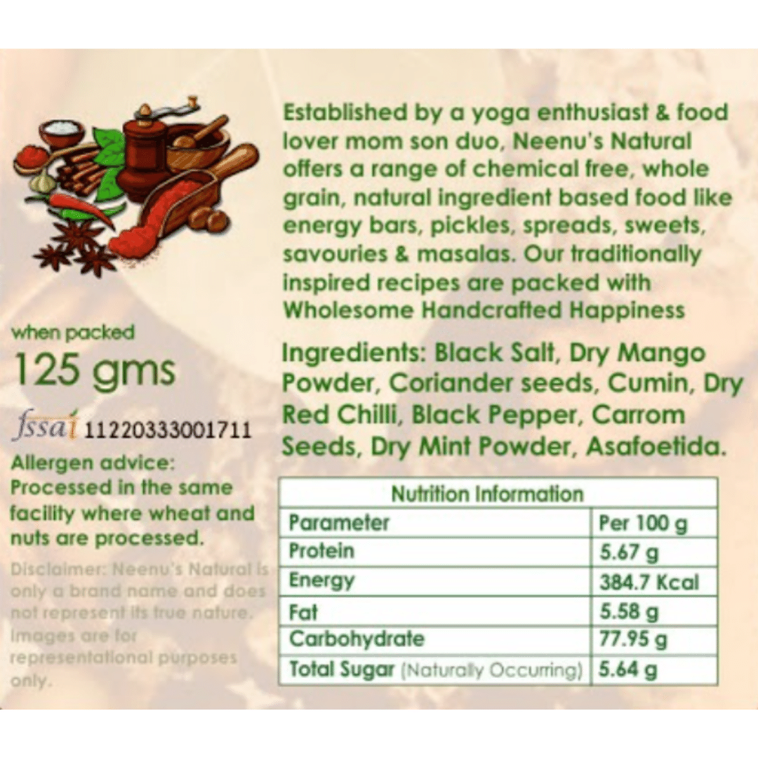 Neenus Natural Chaat Masala - 125 gm