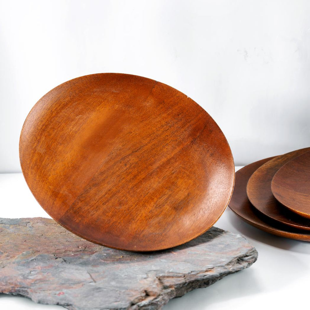 Araana Home Chakr Set of 4 Wooden Plates