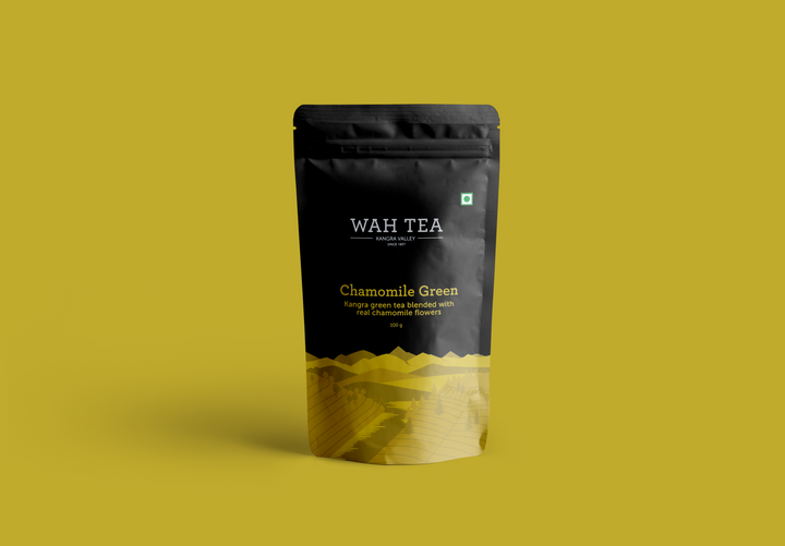 Wah Tea Chamomile Green Tea - Loose Leaf - Stand Up Pouch Pack of 2 (100g each)