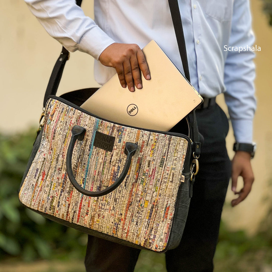 Scrapshala Charcha Office Laptop Bag | Upcycled Handloom
