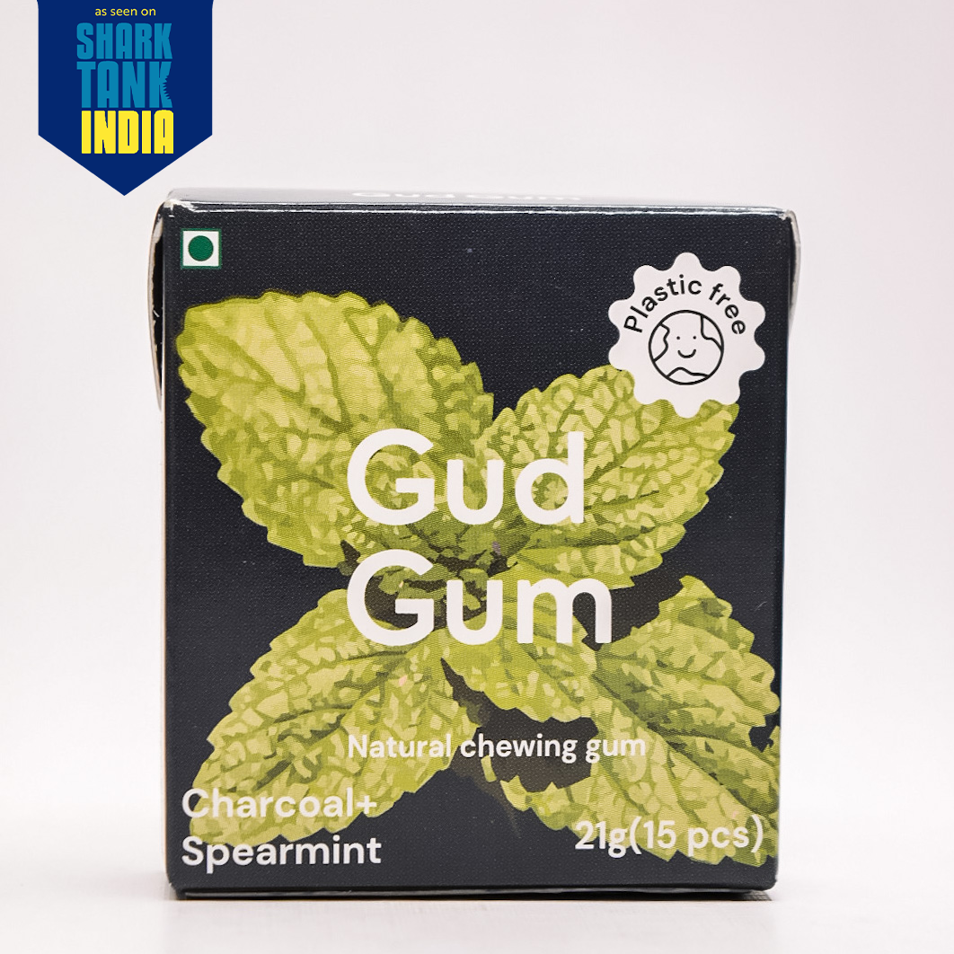 Gud Gum Chewing Gum - Mini Pack of 4 - Raspberry, Lemon, Charcoal Mint, Strawberry