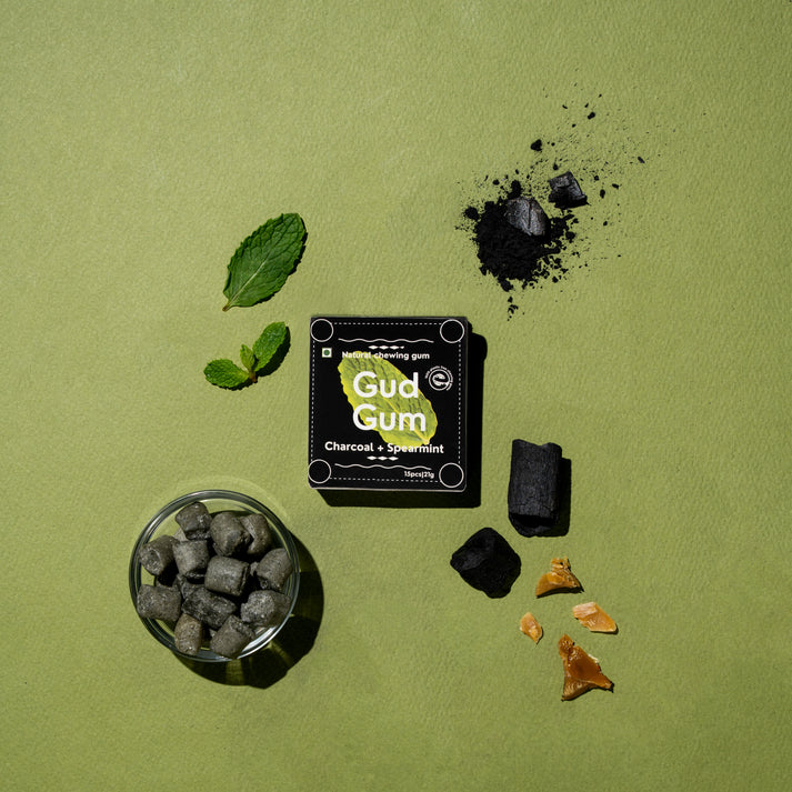 Gud Gum Charcoal Mint Chewing Gum- Pack of 4