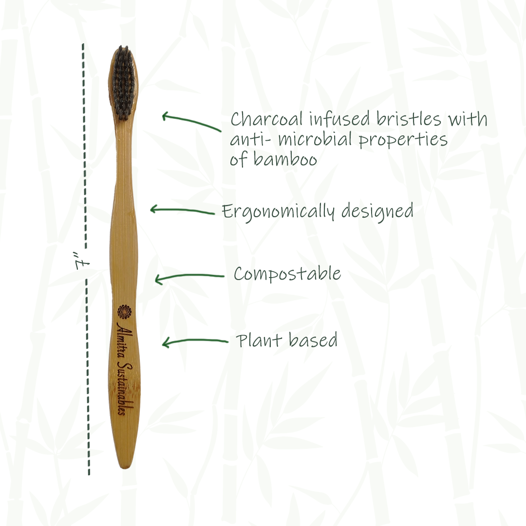 Almitra Sustainables Bamboo Toothbrush – Charcoal (Pack of 2)