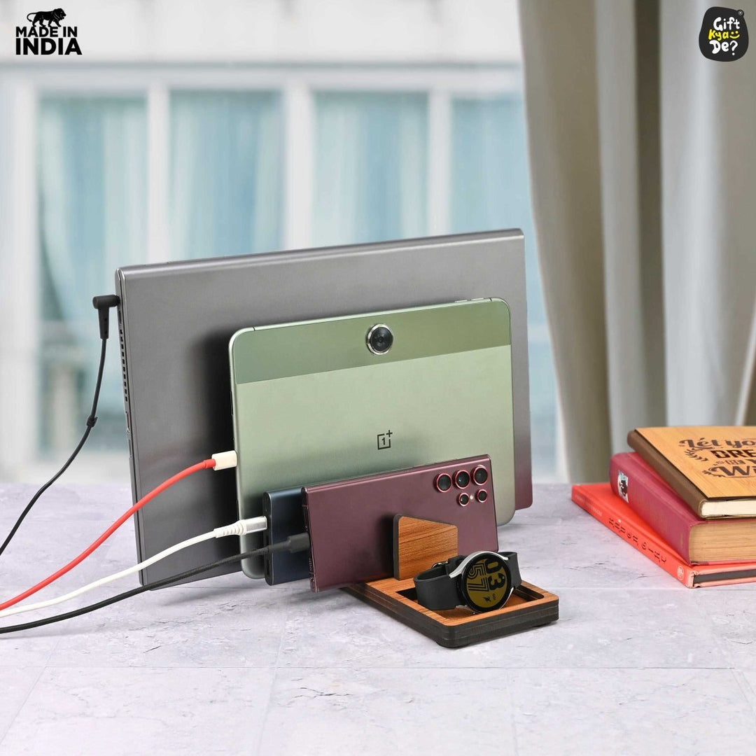 Gift Kya De Multi-Device Charging Stand Organizer for Laptop, Tablet, Mobile And Power Bank | All-In-One Charging Station