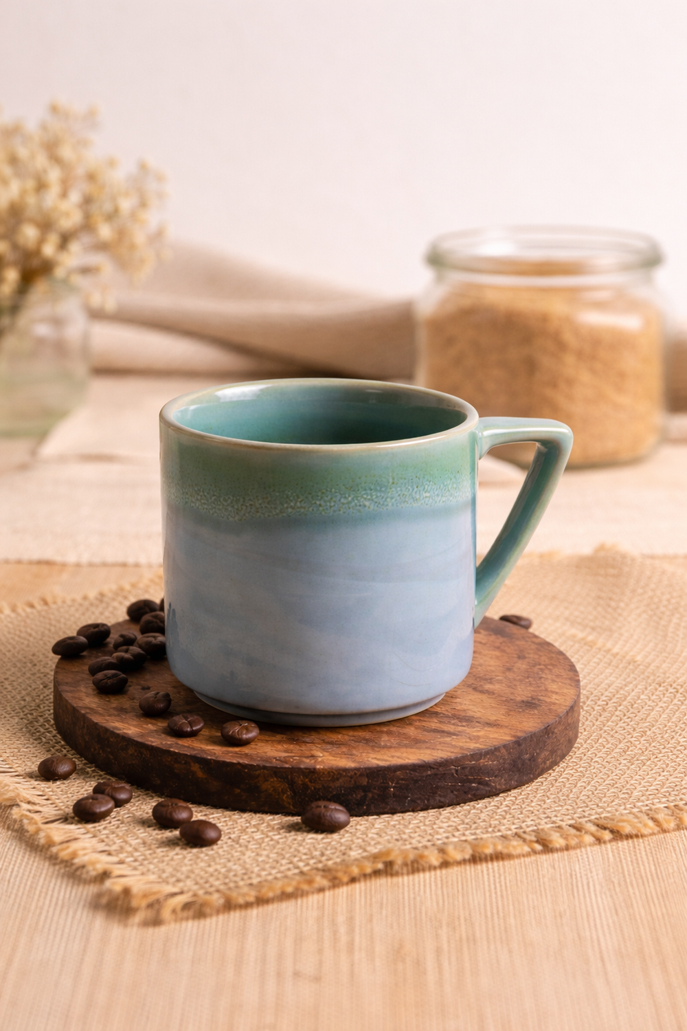 Pravaah Alsaahil Mug | Light Blue | Hand glazed | Microwave Safe