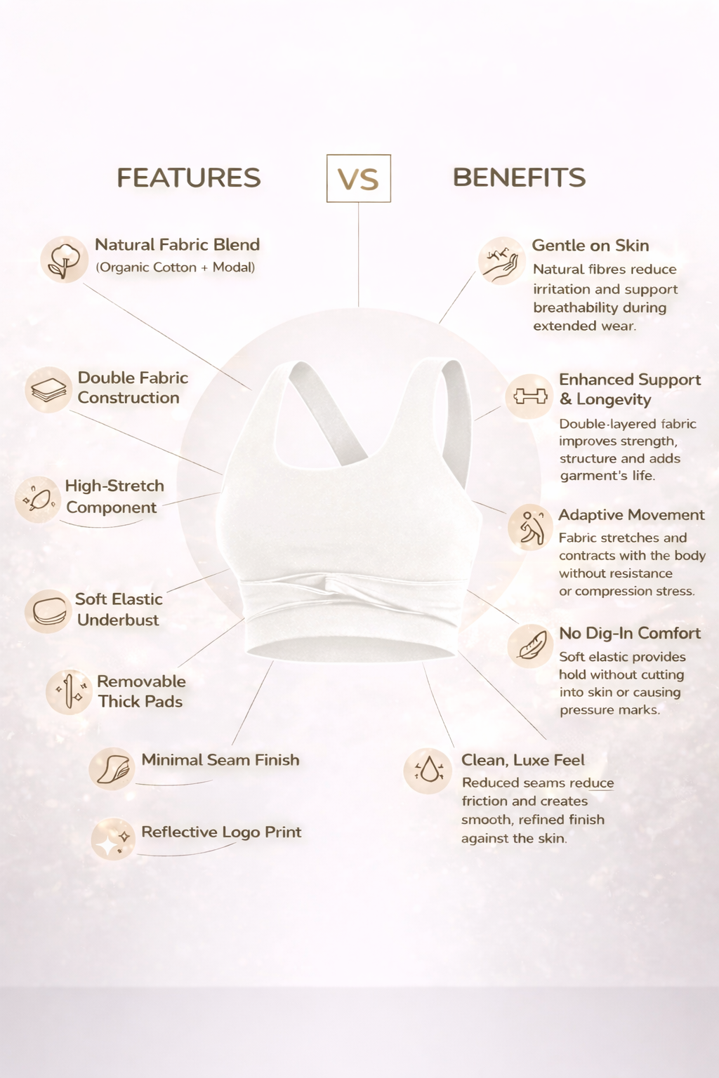 Elope Cross Back Organic Cotton Modal Padded Sports Bra