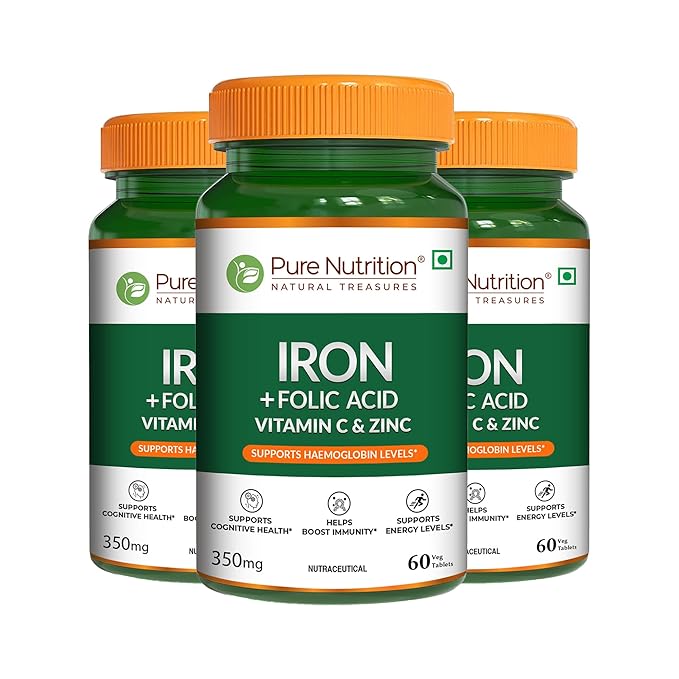 Iron with Folic Acid 60 Tablets | Supports Haemoglobin Production
