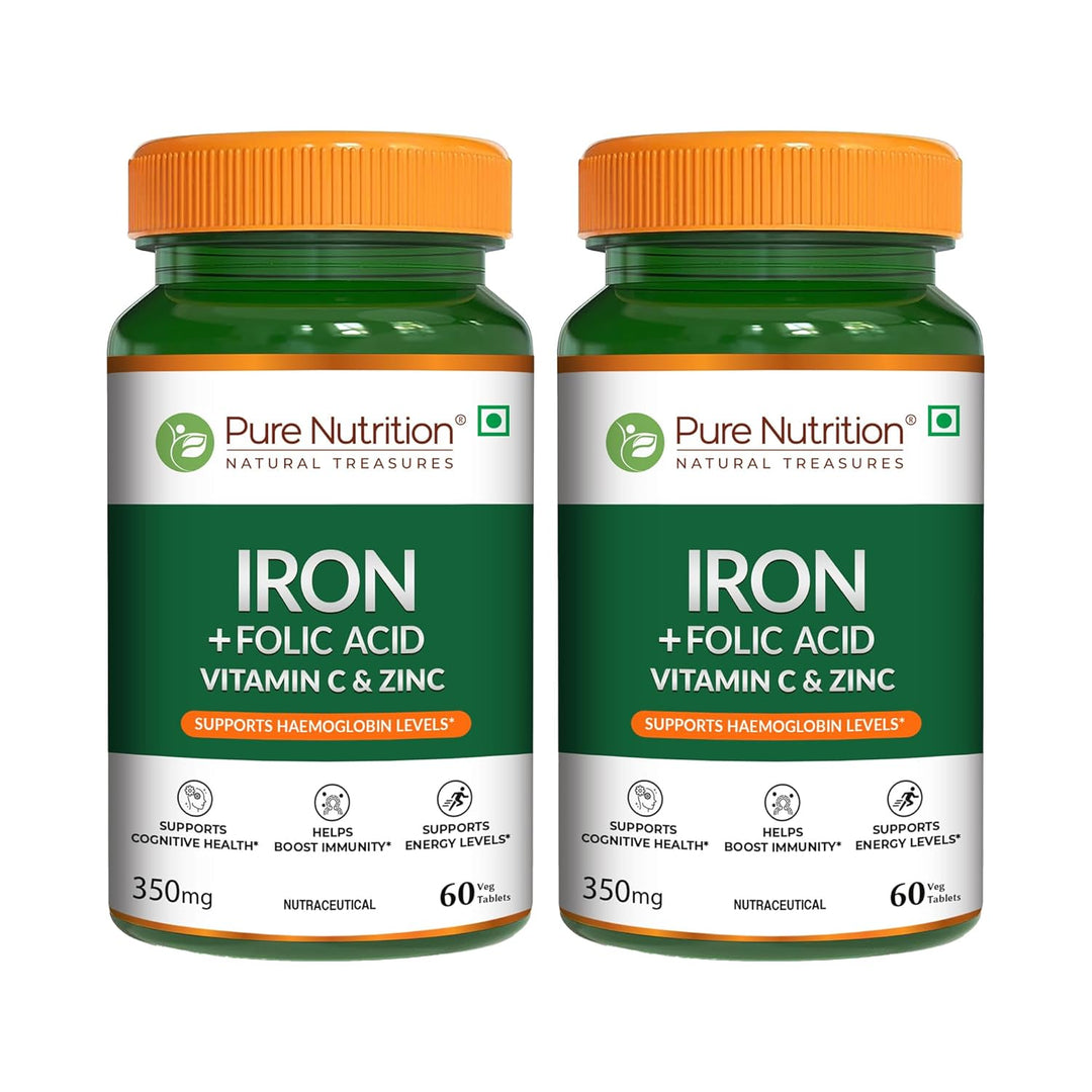 Iron with Folic Acid 60 Tablets | Supports Haemoglobin Production