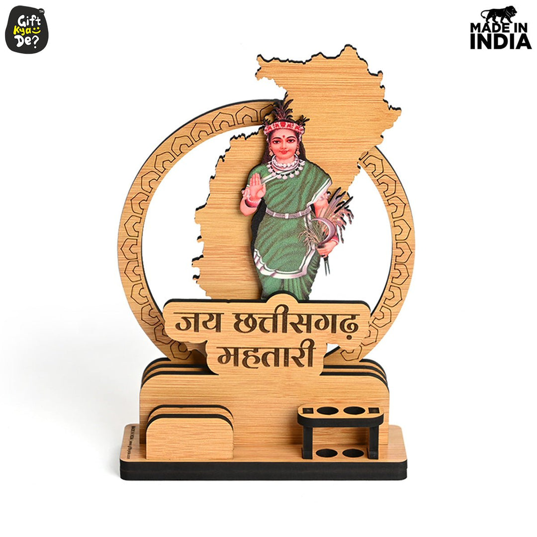 Gift Kya De Political Pen Stand and Card Holder | Chhattisgarh Mahtari | Chhattisgarh Map Mementos