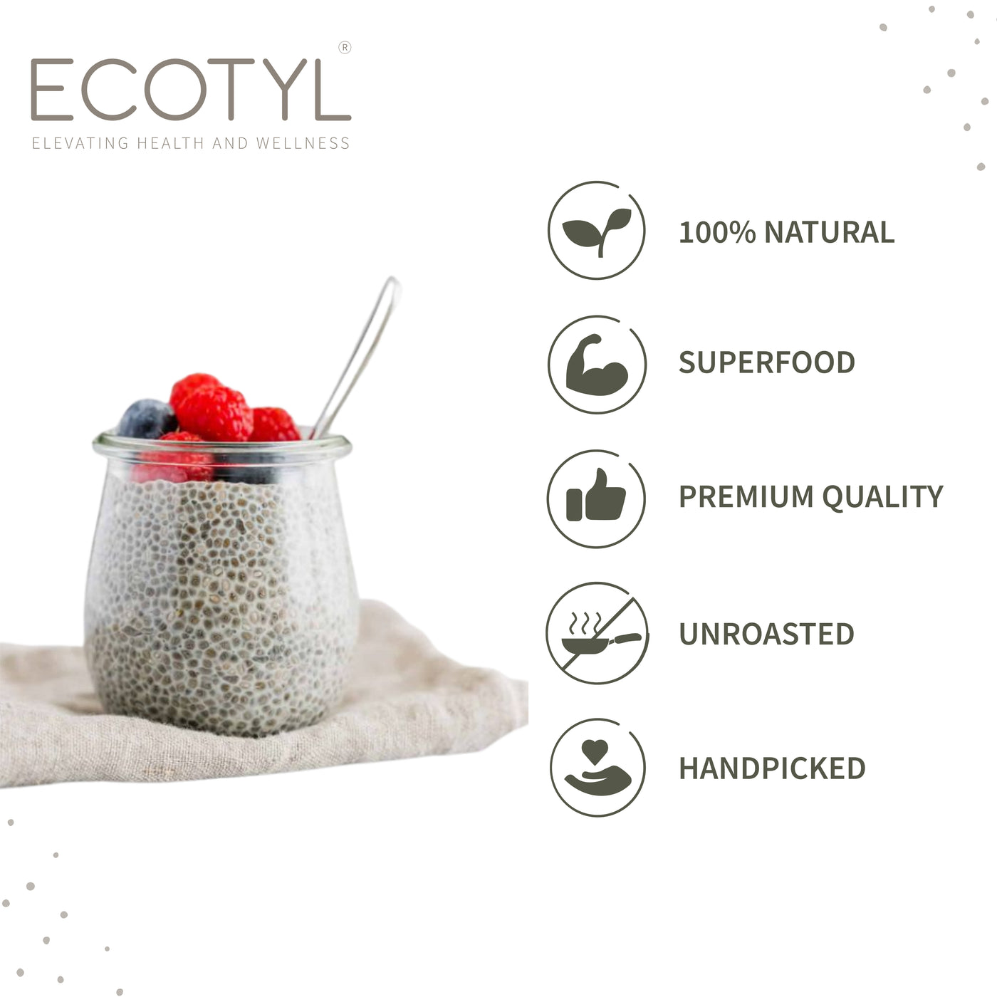 Ecotyl Chia Seeds | Raw | Rich in Antioxidants & Fibre | 250g