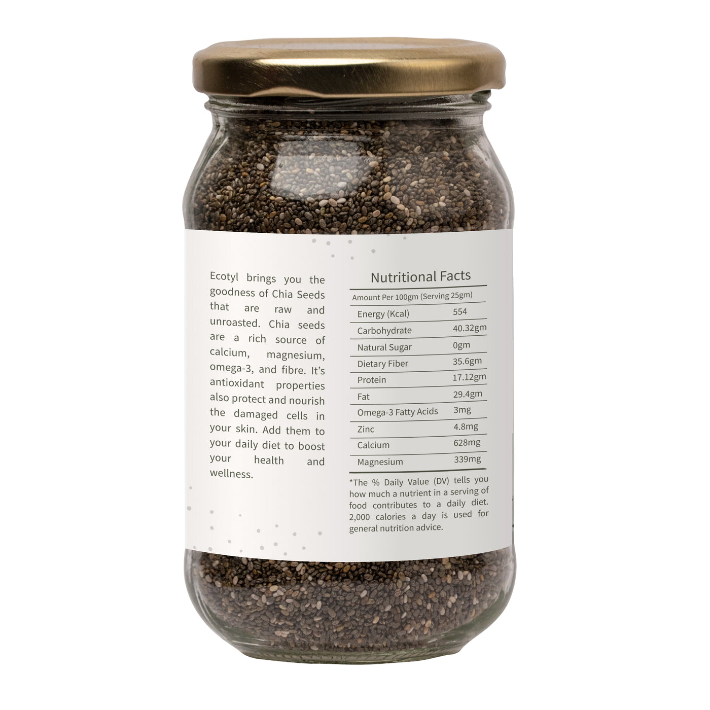 Ecotyl Chia Seeds | Raw | Rich in Antioxidants & Fibre | 250g