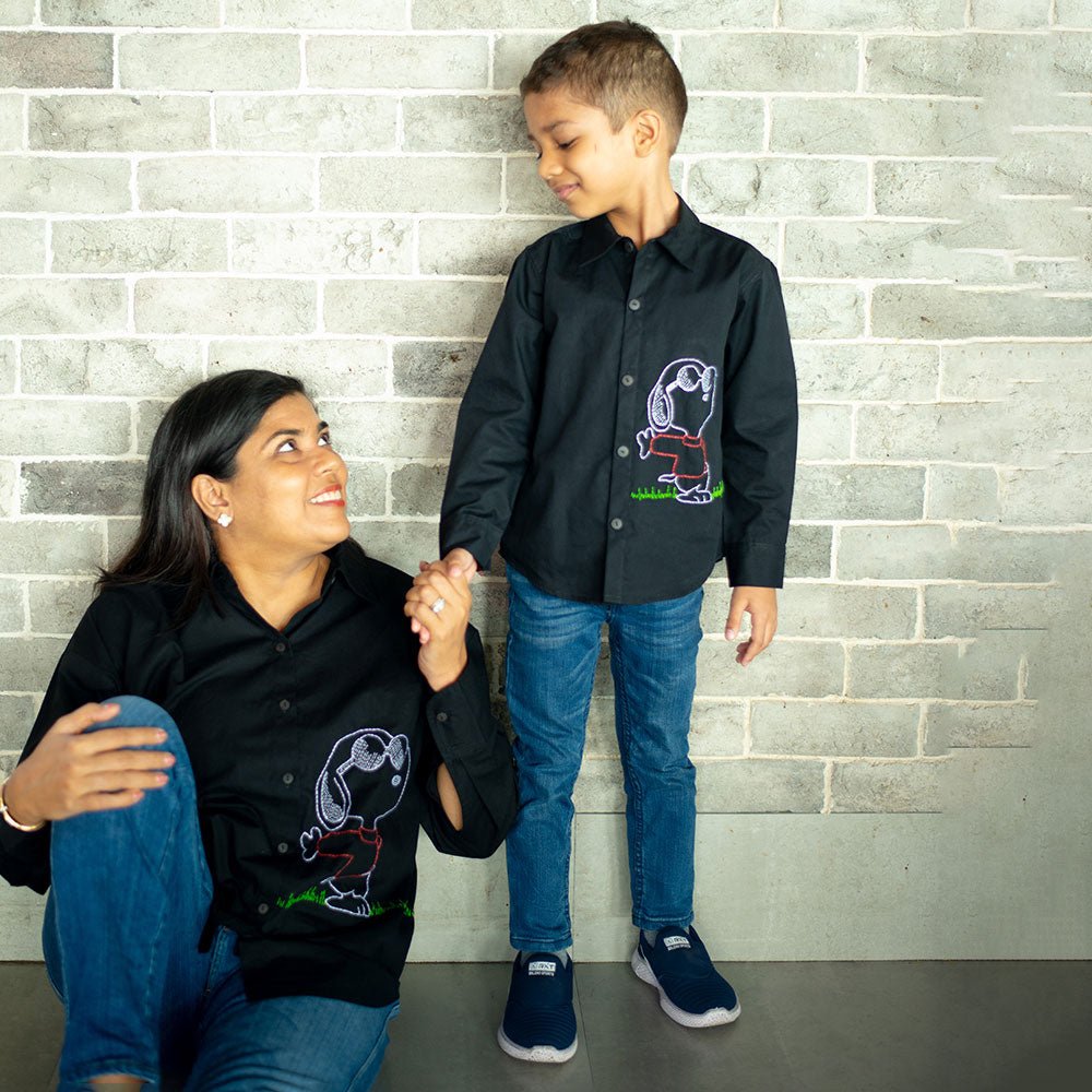 Chill Dog Embroidered Organic Cotton Shirt - Black - Suspire