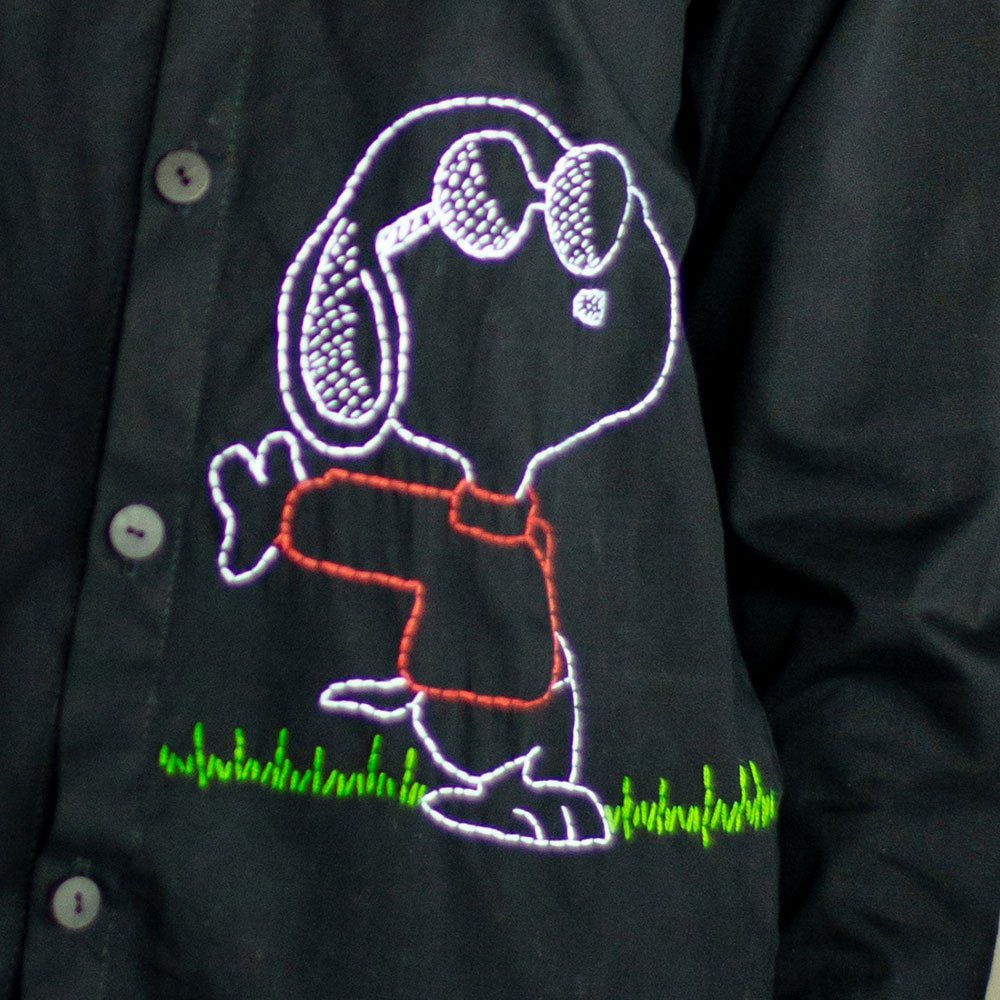 Chill Dog Embroidered Organic Cotton Shirt - Black - Suspire