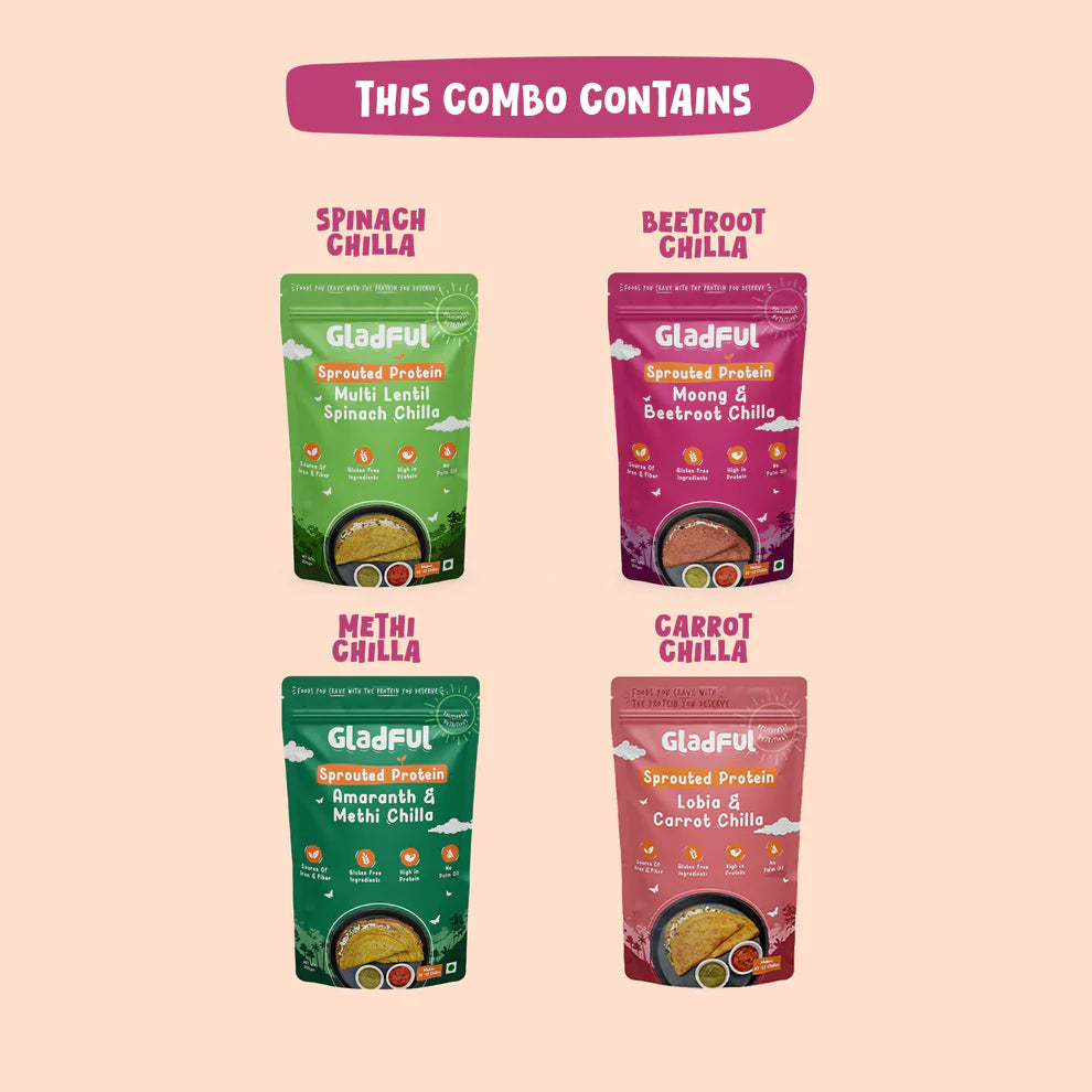 Gladful Chilla Feast Combo - 4 Packs | 800gms
