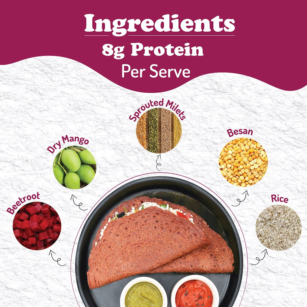 Gladful Sprouted chilla beetroot sprouted moong instant mix pack of 1 - 200 gms