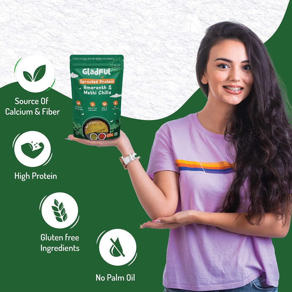 Gladful Sprouted chilla methi moong and amaranth instant mix - pack of 1 - 200 gms