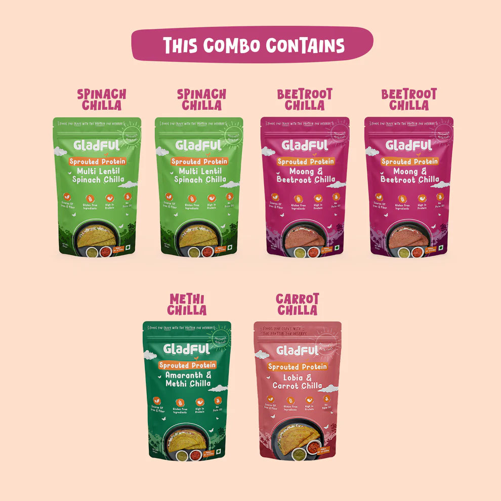 Gladful Chilla Party Combo - 6 Packs | 1200gms
