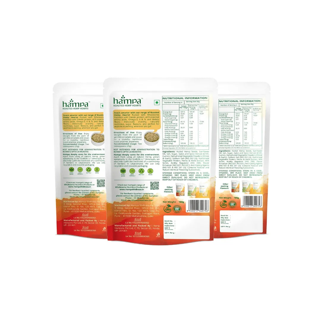 Hampa Wellness Roasted Hemp Hearts with Chipotle, 200g