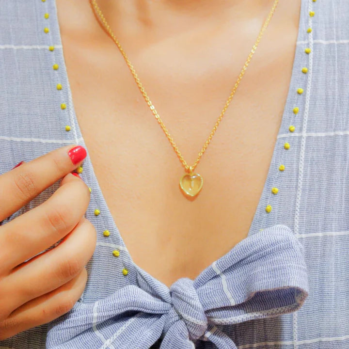 Citrin Stone Pendant with Chain